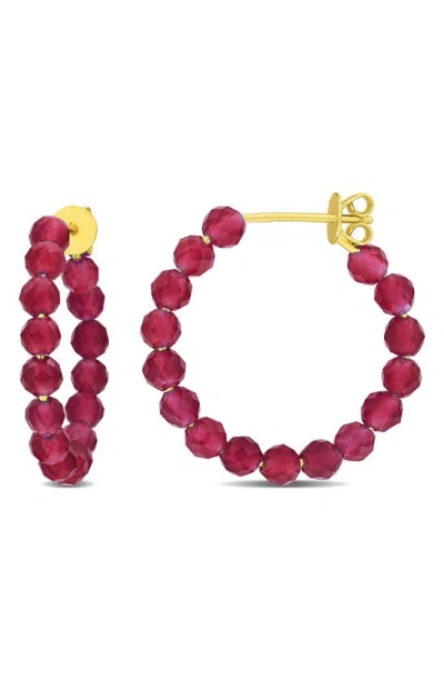 Delmar Faceted Hoop Earrings In Ruby