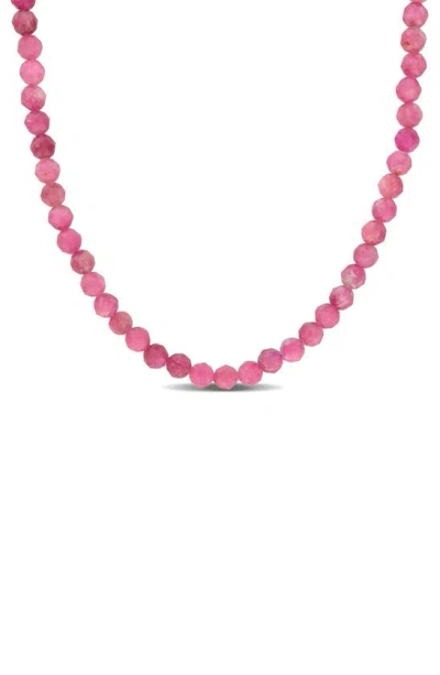 Delmar Fancy Cut Beaded Necklace In Pink