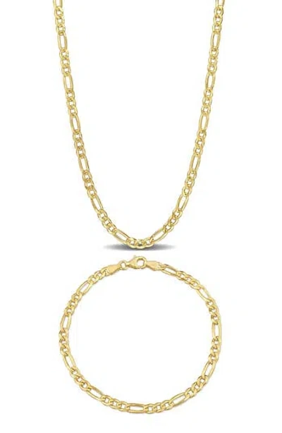 Delmar Figaro Chain Bracelet & Necklace Set In Gold