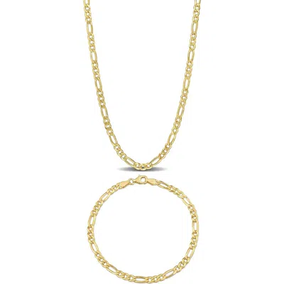 Delmar Figaro Chain Bracelet & Necklace Set In Gold
