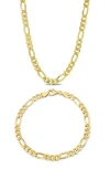 Delmar Figaro Chain Necklace & Bracelet Set In Gold