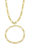 Delmar Figaro Chain Necklace & Bracelet Set In Gold