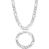 Delmar Flat Figaro Chain Necklace & Bracelet Set In White