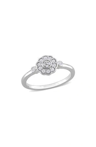 Delmar Floral Diamond Ring In Metallic