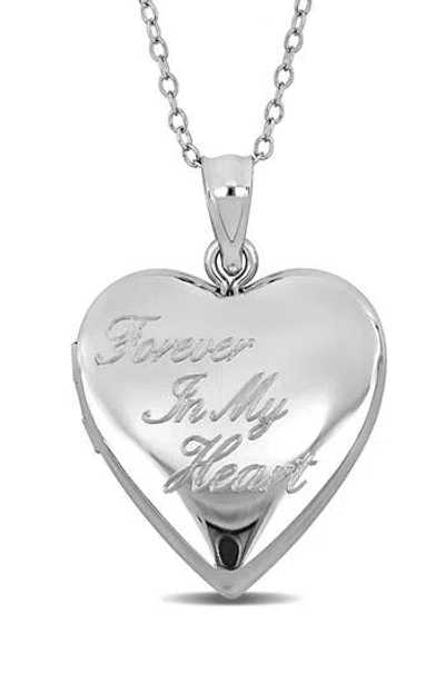 Delmar Forever In My Heart Engraved Locket Necklace In Metallic