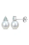 Delmar Freshwater Pearl & Aquamarine Drop Earrings