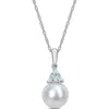 Delmar Freshwater Pearl Pendant Necklace In Aquamarine