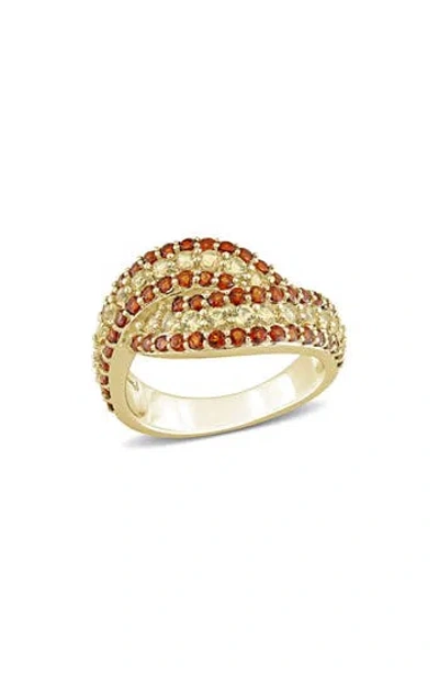 Delmar Garnet & Citrine Crossover Ring In Neutral