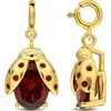 Delmar Garnet & White Topaz Ladbug Charm In Red