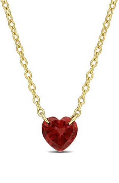 Delmar Garnet Heart Pendant Necklace In Gold