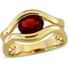 Delmar Garnet Solitaire Wavy Band Ring In Red