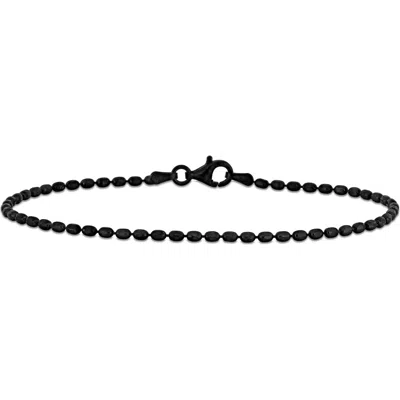 Delmar Gender Inclusive 1.8mm Oval Diamond Cut Bracelet In Black