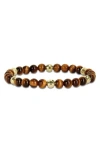 Delmar Gender Inclusive Tiger's Eye Stretch Beaded Bracelet In Brown