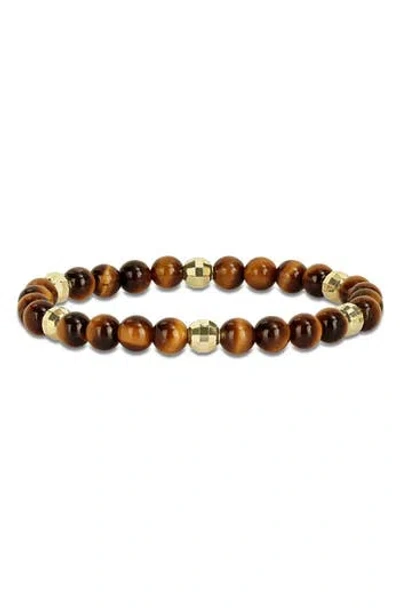 Delmar Gender Inclusive Tiger's Eye Stretch Beaded Bracelet In Brown