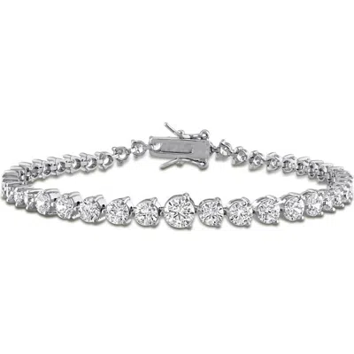 Delmar Graduated Lab Created White Sapphire Tennis Bracelet In Silver