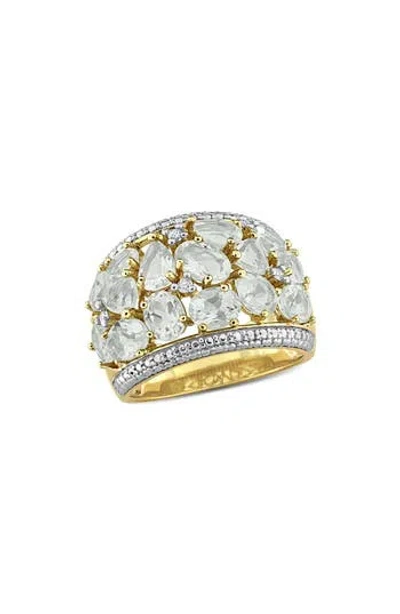 Delmar Green Quartz & Diamond Band Ring In Gold