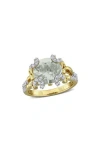 Delmar Green Quartz & White Topaz Ring In Green