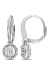 Delmar Halo Diamond Drop Earrings In Silver