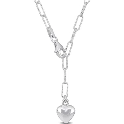 Delmar Heart Charm Lariat Necklace In Silver