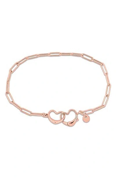 Delmar Heart Clasp Paper Clip Chain Bracelet In Pattern