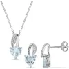 Delmar Heart-cut Aquamarine & Diamond Necklace & Stud Earrings Set In Blue