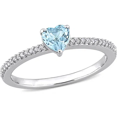 Delmar Heart-cut Blue Topaz & Diamond Ring In Metallic