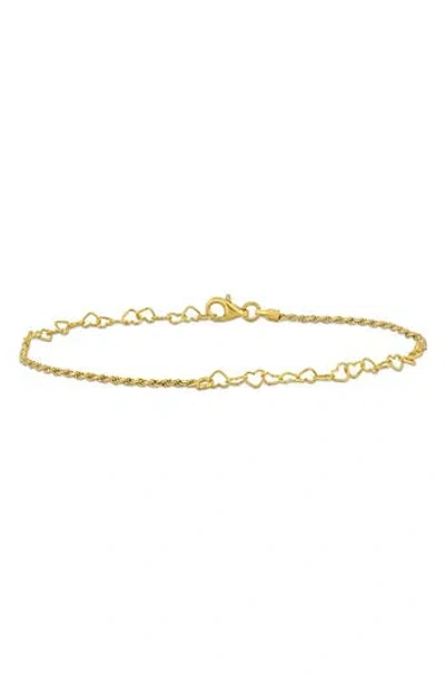 Delmar Heart Link & Rope Chain Bracelet In Gold
