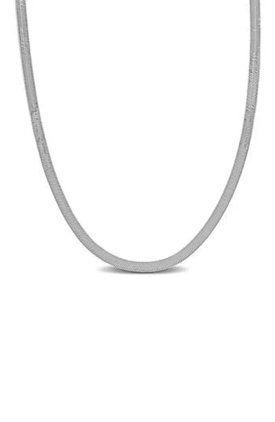 Delmar Herringbone Chain Necklace, 3.3mm In Transparent