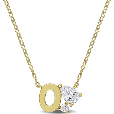 Delmar Initial Lab Created White Sapphire Pendant Necklace In Yellow Gold O