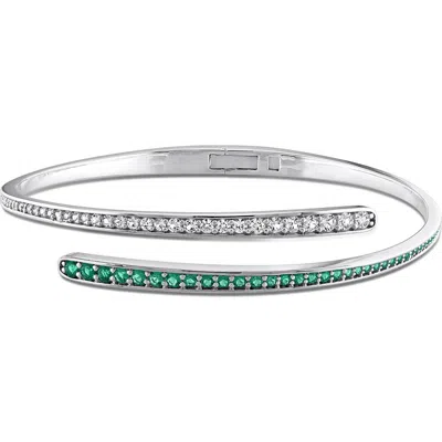 Delmar Lab Created Emerald & Sapphire Bypass Bangle In Green