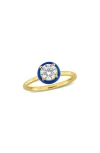 Delmar Lab-created Moissanite & Enamel Ring In Blue/gold