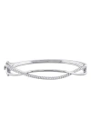 Delmar Lab-created Moissanite Crossover Bangle Bracelet In Silver/white