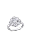 Delmar Lab-created Moissanite Flower Ring In Silver