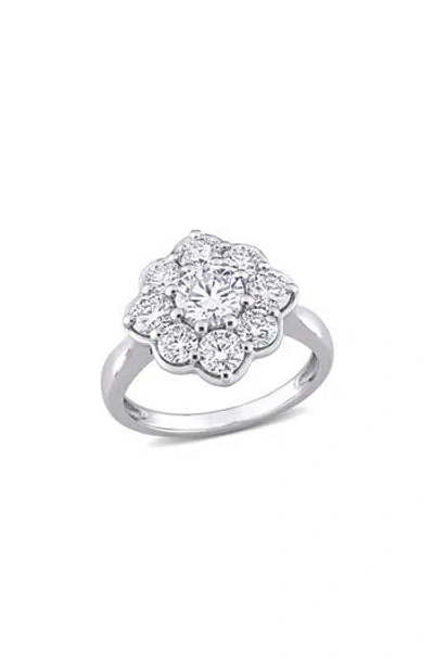Delmar Lab-created Moissanite Flower Ring In White