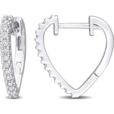Delmar Lab-created Moissanite Huggie Hoop Earrings In Silver/white