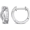 Delmar Lab-created Moissanite Twist Huggie Hoop Earrings In White/silver
