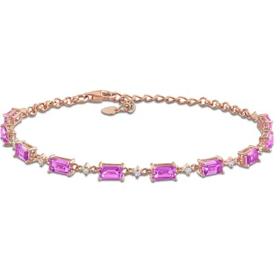 Delmar Lab Created Pink & White Sapphire Bracelet In Purple