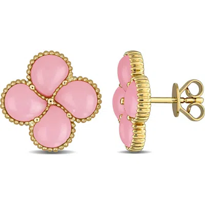 Delmar Lab Created Pink Opal Stud Earrings