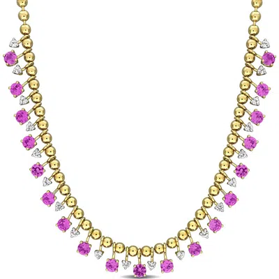 Delmar Lab Created Pink Sapphire & Lab Created White Sapphire Necklace