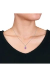 Delmar Lab Created Pink Sapphire & Lab Created White Sapphire Pendant Necklace In Pink