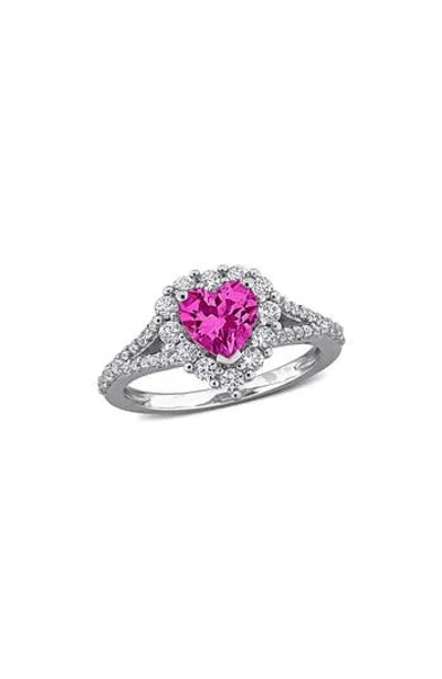Delmar Lab Created Pink Sapphire & Lab Created White Sapphire Ring