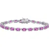 Delmar Lab Created Pink Sapphire & Lab Created White Sapphire Tennis Bracelet In Pink