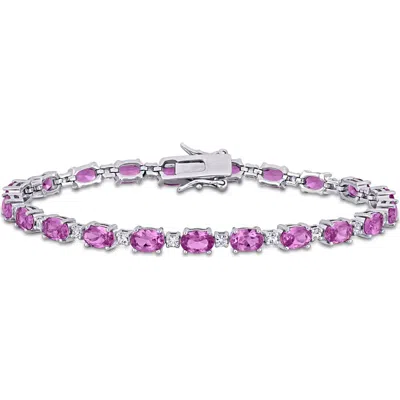 Delmar Lab Created Pink Sapphire & Lab Created White Sapphire Tennis Bracelet In Purple