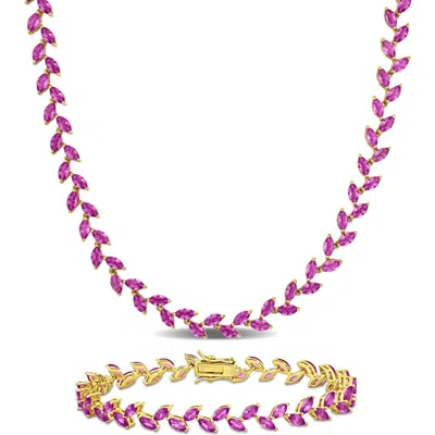 Delmar Lab Created Pink Sapphire Tennis Necklace & Bracelet Set