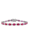 Delmar Lab Created Ruby & Lab Created White Sapphire Tennis Bracelet In Red