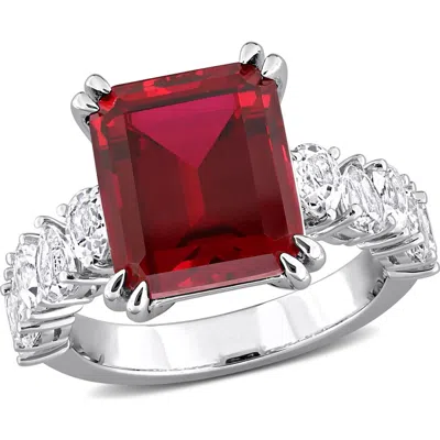 Delmar Lab Created Ruby & Sapphire Statement Ring In Red