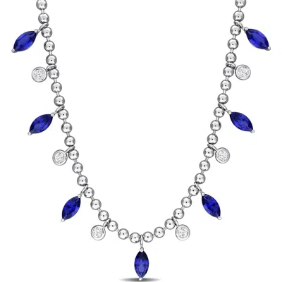 Delmar Lab Created Sapphire & Lab Created White Sapphire Necklace In Blue