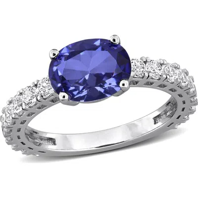 Delmar Lab Created Sapphire Oval Ring In Metallic