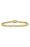 Delmar Lab Created White Sapphire Charm Heart Bracelet In Gold