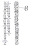 Delmar Lab-created White Sapphire Double Row Drop Earrings In White